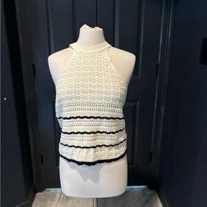 Heartloom Black and White Cropped Ribbed Tank Top